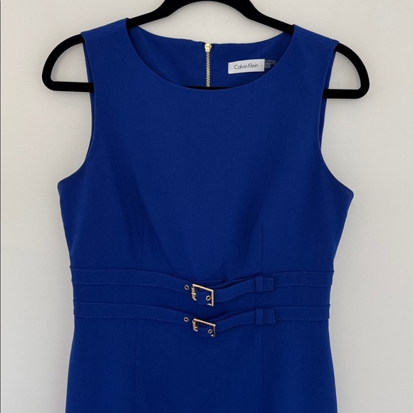 Calvin Klein Royal Blue Bodycon Belted Dress - Size 6 - Picture 3 of 7